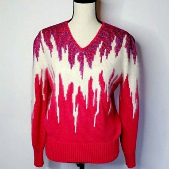 Christine | Barbiecore Vintage Pink Sparkle Sweater Small - Picture 1 of 9